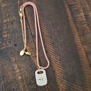 Gold and Pink Star Pendant Necklace